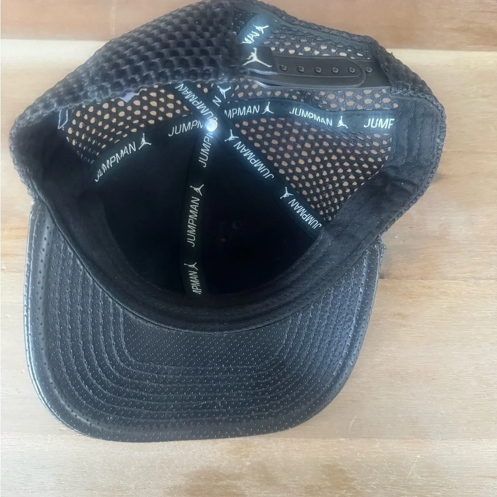 Jordan Kids Black Vegan Leather Cap with Mesh